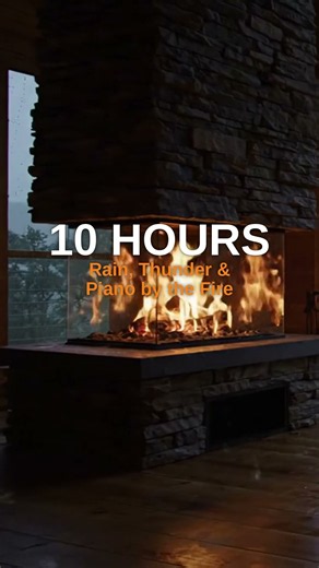 10 Hours of Rain, Thunder & Piano by a Cabin Fire 🔥⛈️ #sleepsounds #rainsounds #asmr