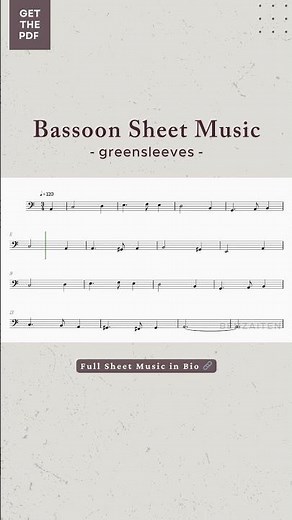 Greensleeves - Bassoon Sheet Music | Easy Arrangement 🎵 #bassoon #sheetmusic
