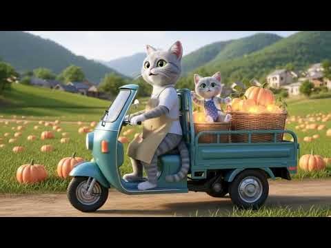 Mama Cat and Baby Cat Pumpkin Farm Story | Cute Cat Family.