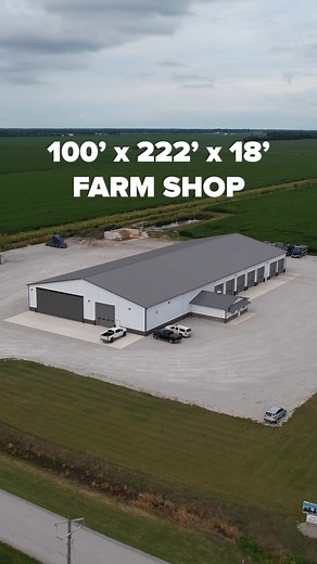 Slow your scroll! Enjoy this virtual pole barn tour of a massive 100’ x 222’ x 18’ farm shop equipped with a finished office, overhead doors for easy access, and expansive storage space for servicing heavy machinery. 😮‍💨🔥💯 . . . #fbibuildings #polebarn #postframe #construction #agriculture #agriculturelife #farm #farmequipment #farmer #farmlife #farmshop #office #storage #tractor #virtualtour #reel #reels #reelsfb #reelsvideo | FBi Buildings, Inc.