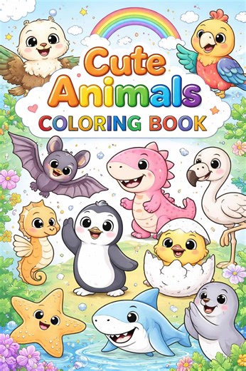 Animal Pages for Kids Printable | Cute 50  Animal Coloring Book PDF - Etsy