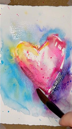 Valentines Day Card Heart Loose Watercolor Painting ❤️ #watercolor #shorts #art