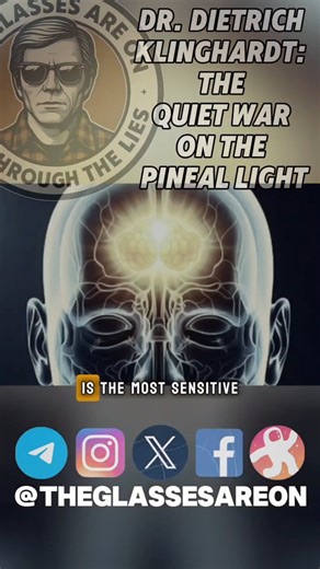 THE GLASSES ARE ON on Instagram: "Dr. Dietrich Klinghardt dr.klinghardt has been warning for years that the pineal gland isn't failing by accident. According to him, it's being hit from every angle at once: aluminum settling into our bodies through food, air, and everyday products, glyphosate acting like a carrier dragging metals deeper into the brain, fluoride slowly hardening the very gland that's supposed to shape intuition and inner clarity, and constant WiFi keeping the nervous system overs