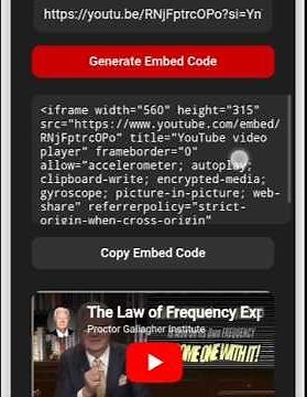 YouTube Video Embed Code Generator (HTML App, Website Widget, Webpage)