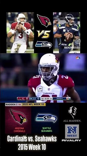 Madden NFL 16 - 2015 Arizona Cardinals vs. 2015 Seattle Seahawks | 2025 NFL Week 10