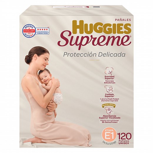 Huggies Supreme Platino Pañales Etapa 1 Unisex 120 pzas |...