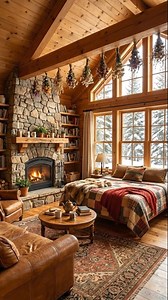 Simply beautiful❤️ #logcabin#cozyvibes #fireplaces | Dreamy Den