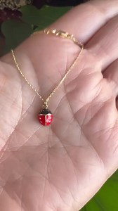 14k White Gold Ladybug Necklace: Enamel Insect Charm - Etsy
