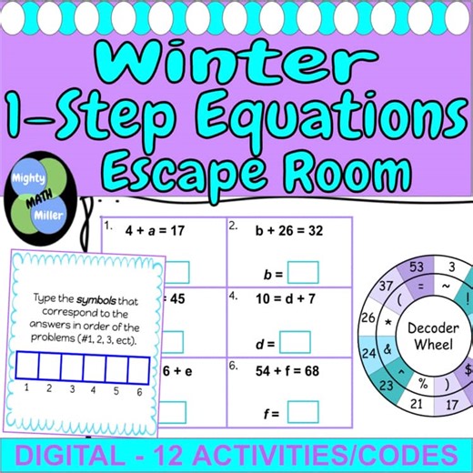 Digital Solving One Step Equations Winter Escape Room Back From Winter Break