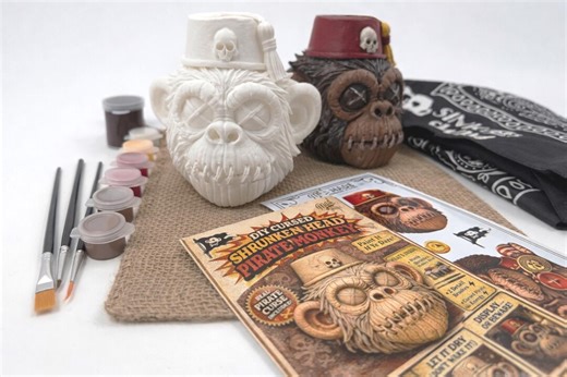 DIY Cursed Shrunken Monkey Head Paint Kit, Pirate Skull Decor Craft Kit, Paint Your Own Oddity, Gothic Weird Desk Decor, 3D Printed Art Set - Etsy