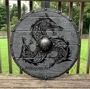 Antiques Art Medieval 24inch Inches Wooden Viking Shield Handcrafted Battle Ready Shield