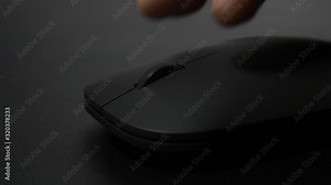 Close Up Man Hand Click and Scroll in Computer Wireless Mouse