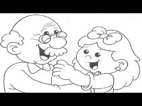 How to draw Grandfather and Granddaughter - Drawing Tutorial