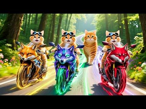 Cute Kittens Driving Wolf Motorcycles - Mama Cat Shocked!