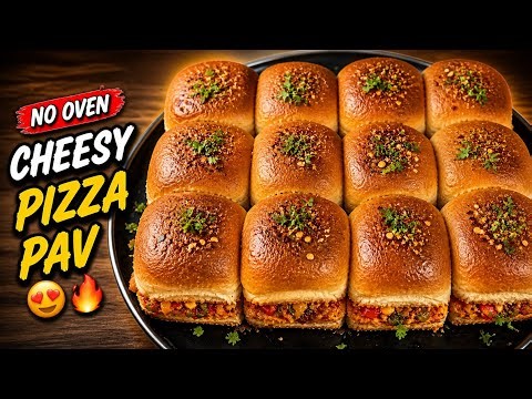 No Oven Cheesy Pizza Pav 🔥 Easy Tawa Recipe | Street Style Pizza Pav at Home 😍