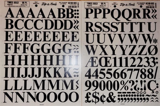 TIMES BOLD 96pt | Zip a Tone Dry Transfer Instant Lettering Vintage Rub on Letter/number Transfers (like Letraset) - Etsy