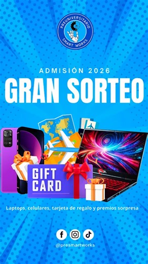✨ ¡En Smart Works premiamos el esfuerzo! ✨ Este 8 de noviembre inician los nuevos cursos, y todos los inscritos participarán en el GRAN SORTEO de: 💻 Laptops 📱 Celulares 🎁 Premios sorpresa y órdenes de compra Prepárate para tu ingreso a la Policía, Ejército o Universidad, y ¡gana mientras te formas! 😎 🔥 Inscríbete ya y cumple tus metas con Smart Works. #SmartWorks #Sorteo #Premios #Becas #Preuniversitario #PolicíaNacional #EjércitoEcuatoriano #FAE #Urcuquí | Preuniversitario Smart Works