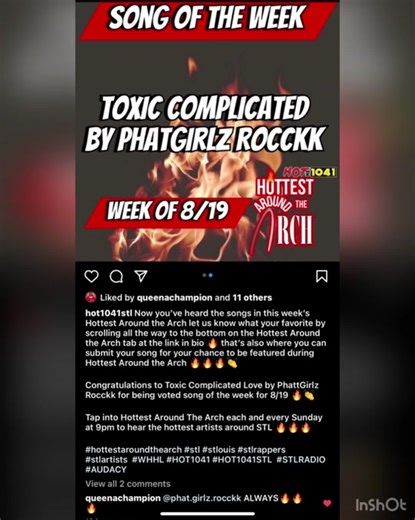 Here’s Our Single “Toxic Complicated Love” By #PhatGirlzRocckk Comment, Like, & SHARE‼️ Let Us Know what you think…& S/O to Us for our Song Being Most Voted on 🥵 #Hot104.1 this week. @Shae Bae 💗