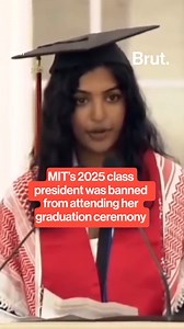 28K views · 375 reactions | MIT’s 2025 class president was banned from attending her graduation ceremony after she gave a pro-Palestinian speech at another commencement event the day before.⁣ | Brut India | Facebook