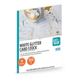 Pen Gear White Glitter Card Stock, 8.5" x 11", 104 lb, 10 Sheets