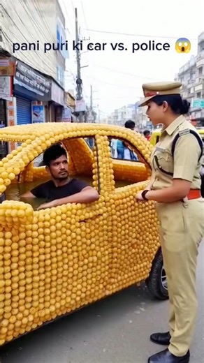 pani puri car vs. police 😳?#shorts