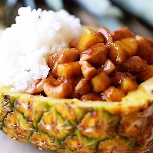Sticky Pineapple Chicken stars juicy chicken thighs, fresh pineapple, and crunchy cashews in a sweet and tangy soy sauce. 🙌🏻 Goodbye, takeout menus! RECIPE: https://www.justataste.com/sticky-pineapple-chicken-recipe/ | Just a Taste