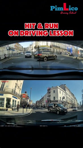 Hit & Run on a Driving Lesson! Truck hits learner car without stopping. #hit #run #drivinglicense