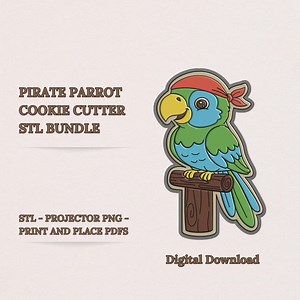 Pirate Parrot Cookie Cutter STL Bundle, Macaw Bird – 8 Sizes, Projector PNG, Print‑and‑place Pdfs, Digital Download - Etsy Canada