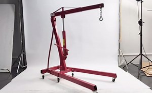 2 Ton Engine Hoist, Folding Engine Lift Heavy Duty Carbon Steel Hydraulic Shop Engine Crane with 6 Wheels (Red)