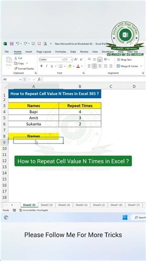 Use formulas to repeat any cell value N times automatically in Excel—no manual work needed!