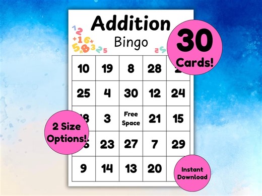 Addition Bingo Game | Math Facts Practice | Printable Classroom Activity (digital Download) - Etsy Australia
