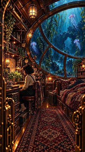 🪼 Cozy Submarine Hideaway | Glowing Jellyfish & Ocean Fantasy