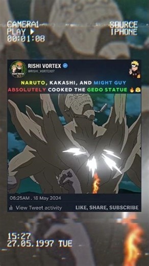 Naruto & kakashi and might guy cooked gedo statue 🔥😤 #naruto #animeedit #amv