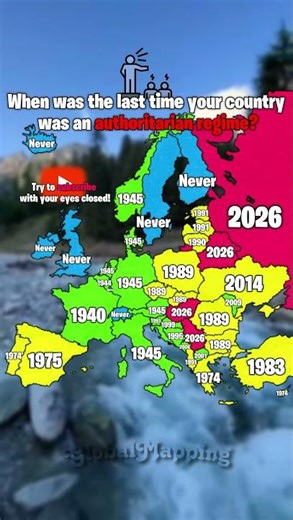 When was the last time your country was an authoritarian regime? #maps #viral #popular #maps #fypシ