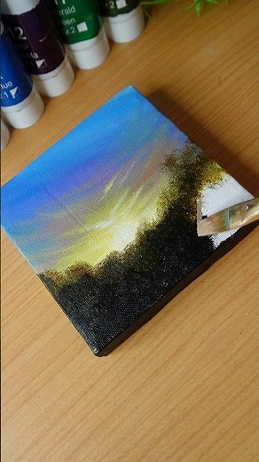How to Paint a Easy Sunrise Scenery/Easy Acrylic Painting/Short