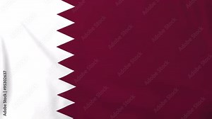 Flag of Quatar, slow motion waving. Rendered using official design and colors. Highly detailed fabric texture. Seamless loop in full 4K resolution. ProRes 422 codec.