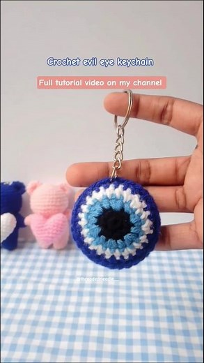 crochet evil eye keychain tutorial#crochet #crochetkeychain #handmade #evileye #handmadekeychain #yt