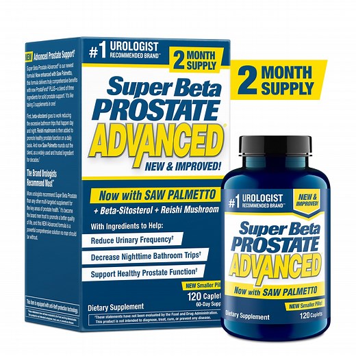 Super Beta Prostate Advanced Saw Palmetto & Beta Sitosterol, Men's Health, Value Size 120 Caplets, 2-Month Supply
