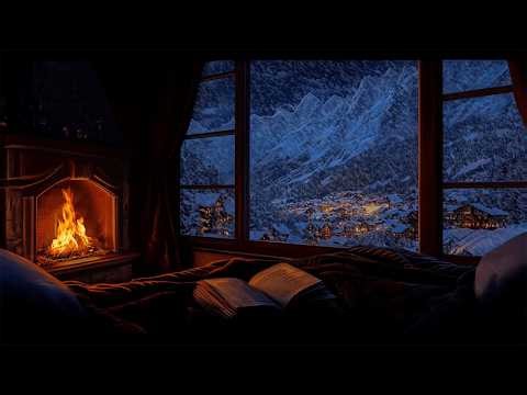 Dreamy Winter Night | Cozy Bed, Fireplace & Snow Village for Deep Sleep 🌙