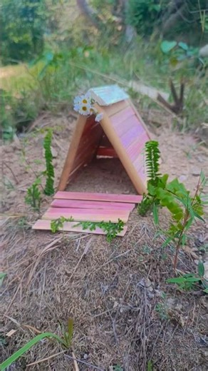 Building a Simple A-Frame Bamboo Shelter with Flowers #shorts #diy