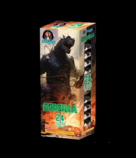 Godzilla 60gram 24 Canister Shells #effects #fireworks #viral #fyp #pyro #pr #godzilla #celebration