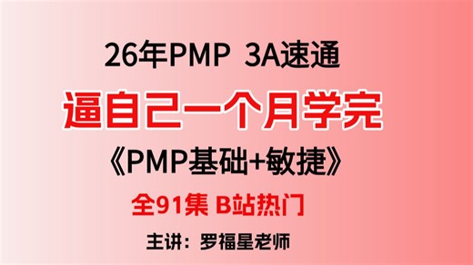 【全91集】up已经付费！2026最细自学PMP基础课程！逼自己1个月学完，PMP基础 敏捷，26年适用，零基础考PMP网课！