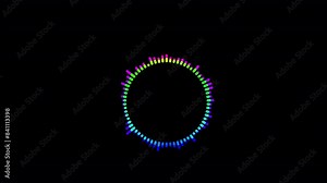 circular lines loop of rhythmic audio frequency sound waves in the background, wave motion like music equalizer audio waves spectrum sound frequency Audio waveform with frequency animated lines.
