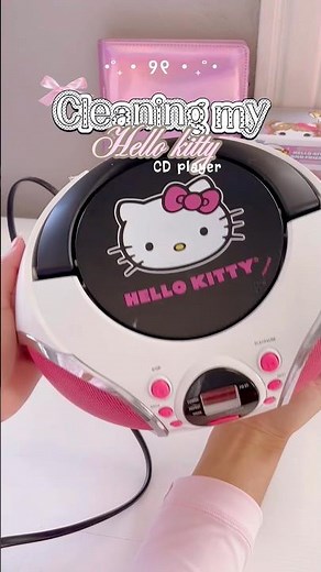 Cleaning my Hello Kitty CD player! #hellokitty #cleaning #minivlog #fypシ゚viral #cute