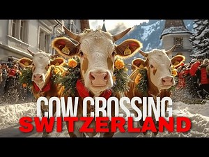Cows Trend Today in Schwyz Switzerland - Traditional Cow Crossing - Swiss Cows With Bells🐄