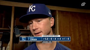 Singer: "I tried the four-seamer, I tried the sweeper, threw a couple changeups ... just whole kinda struggle tonight ... My goal is to get out there and throw strikes early in the count, and get weak contact ... Just location was bad and they put some good swings on it." #Royals | FanDuel Sports Network Kansas City