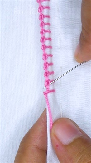 33M views · 253K reactions | Borderline embroidery tutorial! #trending #content #useful #reelsfb #viralvideoreels #tricks #viral #reels #fb #fbreelsvideo #facebookreels #diy #tutorial #handembroidery #stitch #satisfying #support #fbreels #cute #embroidery #border | RozaBird | Facebook