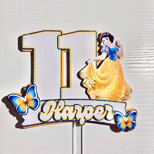 Personalized Princess Snow White Cake Topper – Custom Name & Age Birthday - Etsy