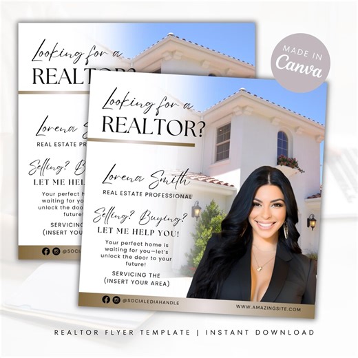 Realtor Flyer Template | Digital Real Estate Marketing (canva DIY) Instant Download | Social Media Flyer - Etsy