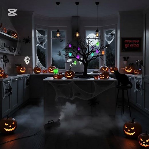 Halloween-Themed Modern Kitchen 🎃🔥 Dark Luxury Meets Spooky Style